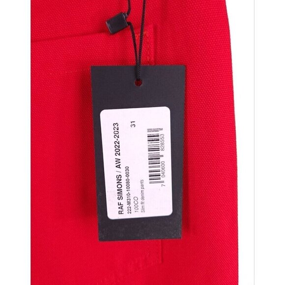 Raf Simons Logo Plaque Straight-leg Denim Trousers M Red New - Picture 9 of 16